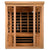 Vila Ultra Low EMF FAR Infrared Sauna - Natural hemlock wood construction with Tempered glass door in a white background isometric view