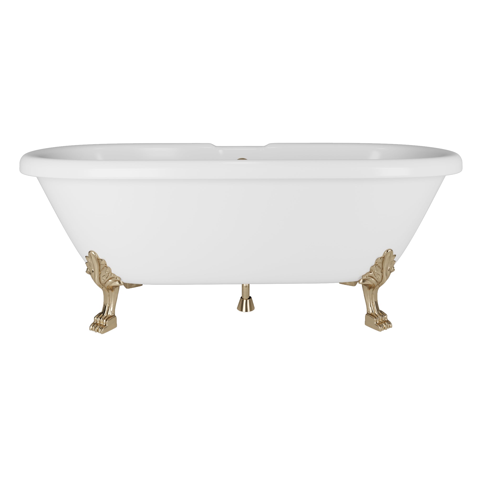 Cambridge Plumbing Double Ended Dolomite Mineral Composite Clawfoot Tub with Feet (Antique Brass) and Drain Assembly and No Faucet Holes - 23"H x 69"L x 31.5"W - ES-DE69-NH - Vital Hydrotherapy