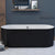 Cambridge Plumbing 71-Inch Double Ended Black and White Engineered Stone Free Standing Soaking Tub with Chrome Drain ES-FSDE71-B-CP - Vital Hydrotherapy