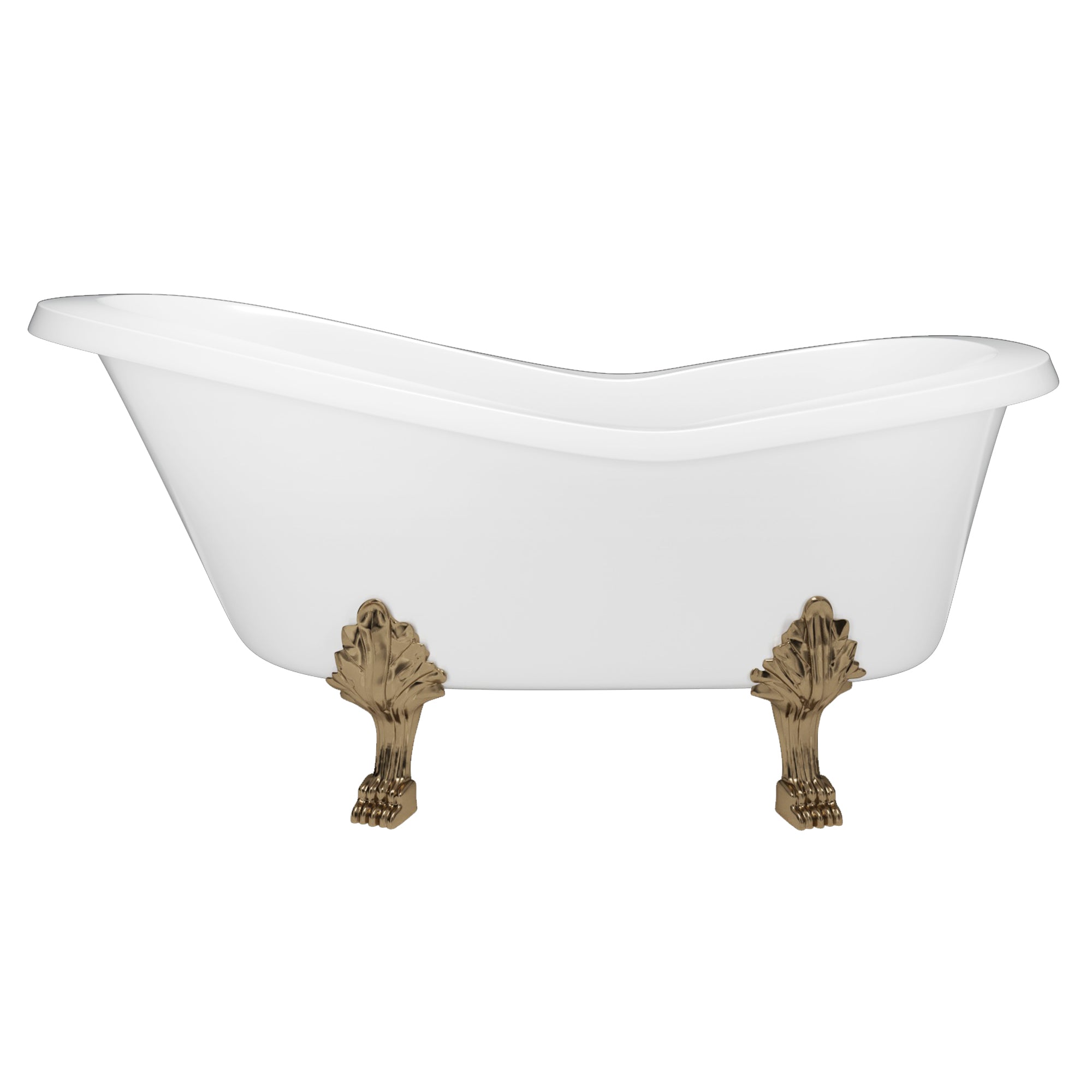 Cambridge Plumbing Slipper Dolomite Mineral Composite Clawfoot Tub with Feet (Antique Brass) and Drain Assembly - 24"H x 62"L x 30"W - ES-ST62-NH - Vital Hydrotherapy