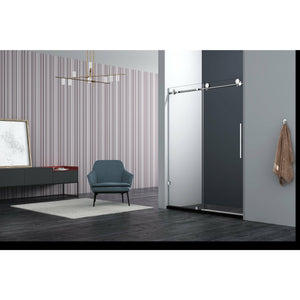 Legion Furniture GD9056-60 56" - 60" Single Sliding Shower Door Set With Hardware GD9056-60 - Glass Type: Clear - Stainless Steel Construction - Chrome - Steel Rollers Closing - Overall Size: 60″ W X 65″ H - Lifestyle Setting - GD9056-60 - Vital Hydrotherapy