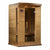 Maxxus Low EMF FAR Infrared Sauna - 2 Person - Natural hemlock wood construction with Tempered glass door and 2 full-length side windows,  Interior color therapy lighting,  Carbon heating panels, Roof vent,  Interior/exterior LED control panels,  FM Radio with BT, MP3 auxiliary, SD, and USB connection Electrical service in a white background