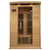 Maxxus Near Zero EMF FAR Infrared Sauna - 2 Person  - Natural canadian hemlock wood construction with Tempered glass door and 2 full-length side windows, Interior reading light, Carbon Tech Low EMF FAR Infrared heaters , Roof vent, Interior LED control panel,  FM Radio with BT, MP3 auxiliary, SD, and USB connection, Electrical service in a white background