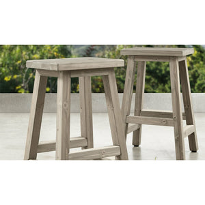 Madison Outdoor Bar Stools (Set of 2) Premium Cedar Lumber Timber Gray Finish - Vital Hydrotherapy