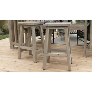 Madison Outdoor Bar Stools (Set of 2) Premium Cedar Lumber Timber Gray Finish Set in a Gazebo - Vital Hydrotherapy