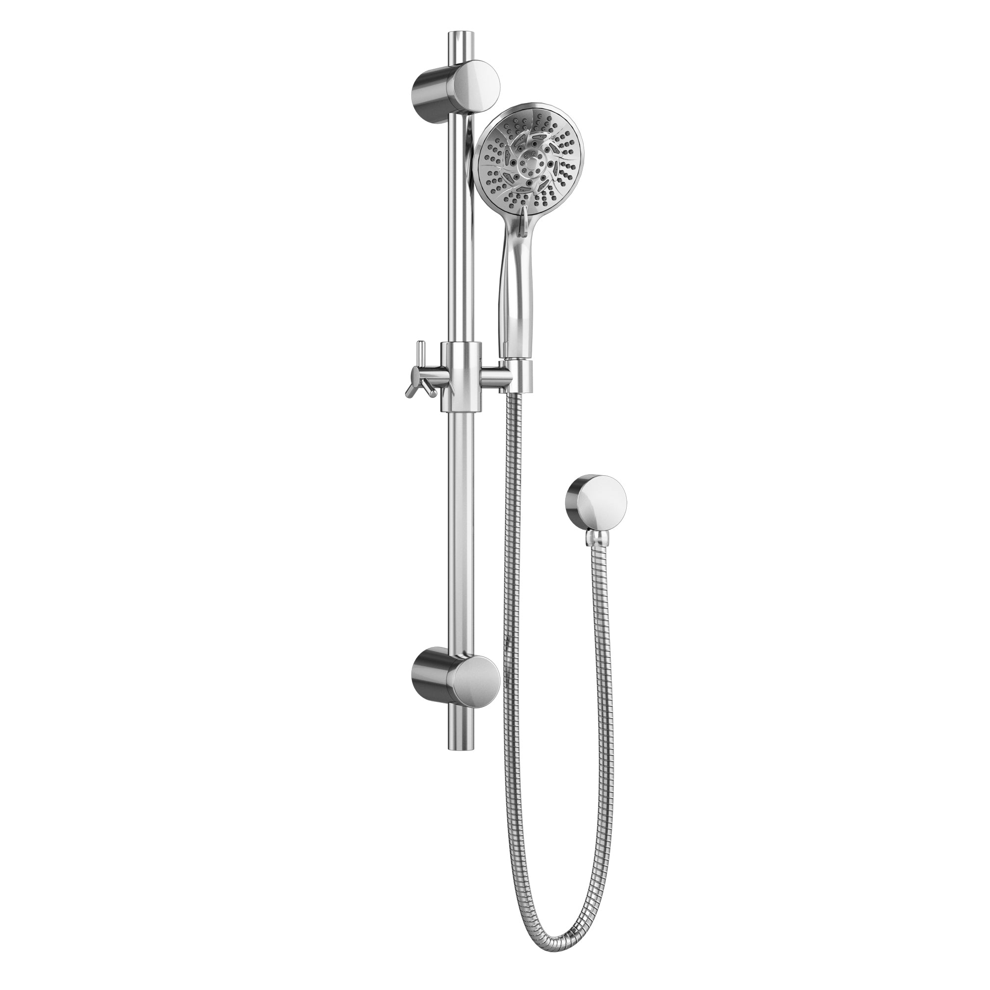 PULSE ShowerSpas Combo Shower System - 10 inch rain showerhead, 5-function stainless steel hand shower, Brass shower arm, Brass slide bar, Thru-temp pressure balance mixing valve and brass diverter - Polished Chrome -  3006 - Vital Hydrotherapy