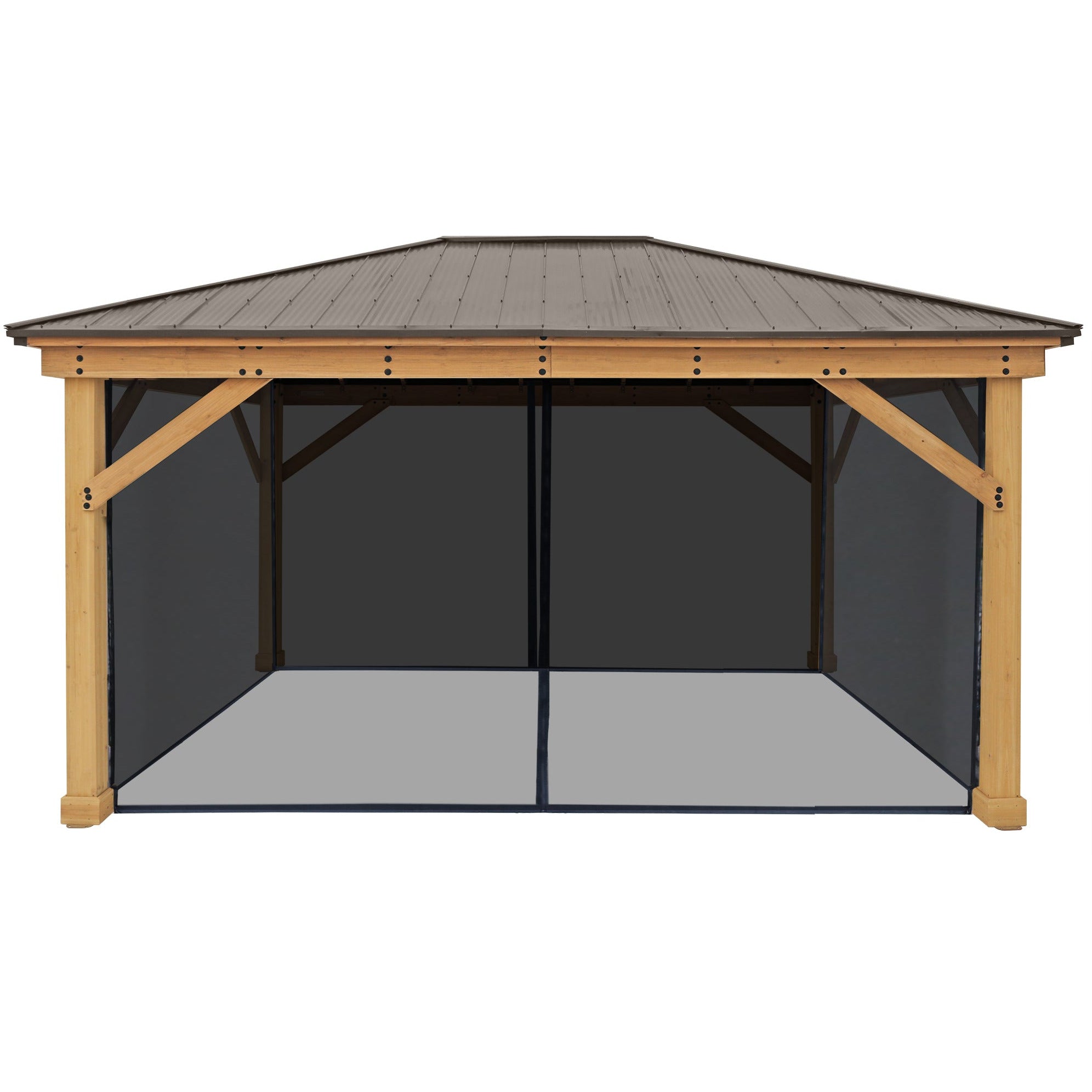 Yardistry 12 x 16 Meridian Gazebo Mesh Kit YM11920COM  - Easy Glide Tracks - Full-length Panels - Full-length Zippers - Vital Hydrotherapy