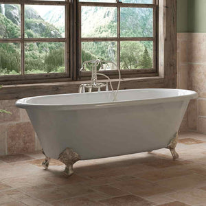 Cambridge Plumbing 66-Inch Double Ended Cast Iron Soaking Clawfoot Tub and Complete Freestanding Plumbing Package DE67-398684-PKG-NH